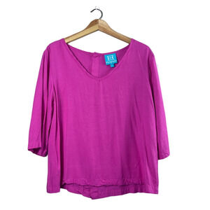 Women's Pink Rayon Escapada Button Back Blouse L